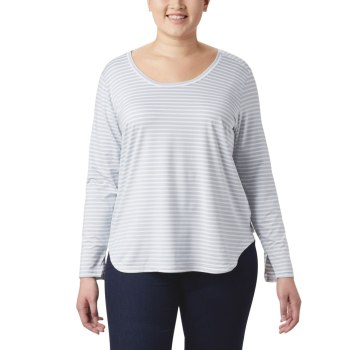 Columbia Ženske Majice S Kapuljačom - Firwood Camp Long Sleeve Plus Size Bijele Prugice | YDCL-40235